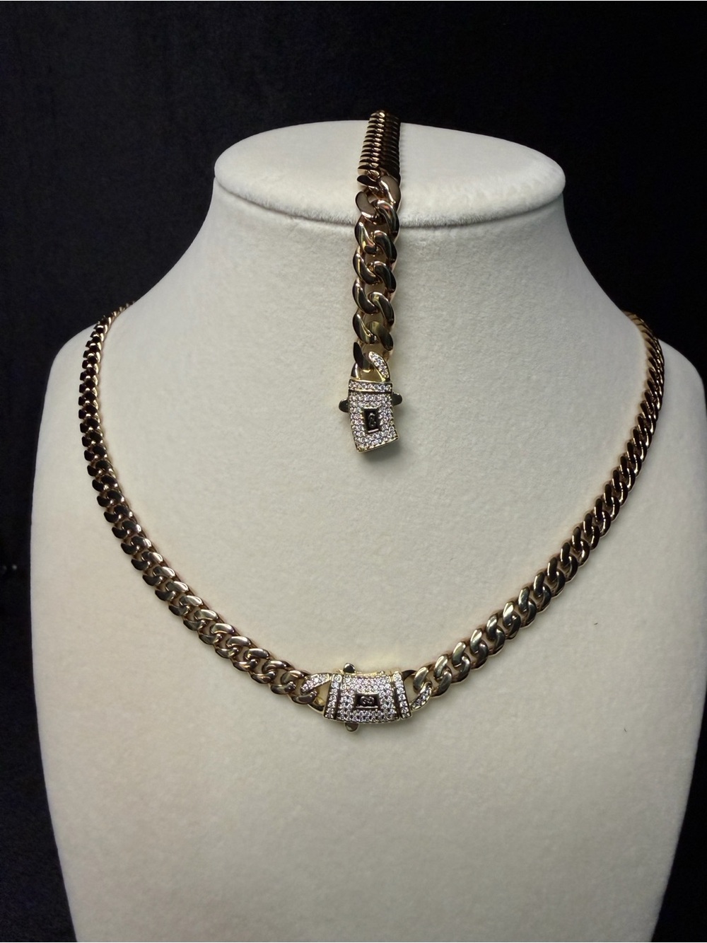 Miami Cuban Bundle 14K Stamped Gold Finish 22in 6mm chain 8in 8mm bracelet iced
